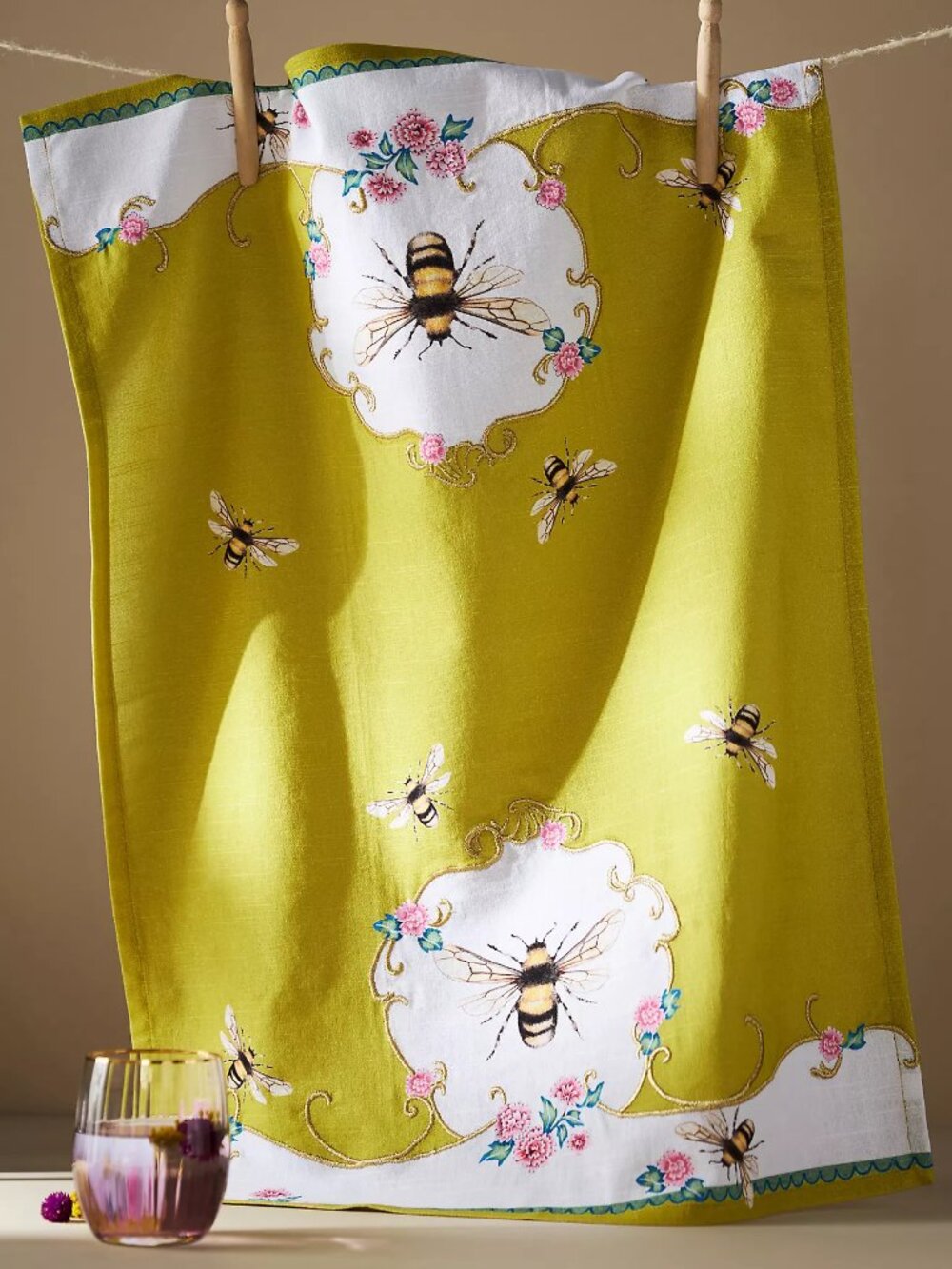 Anthropologie x Lou Rota Queen Bee Dish Towel - NEW NWT - sold out